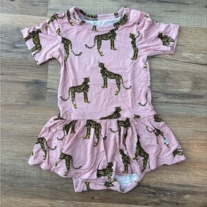 Posh Peanut Pink Cheetah Print Onsie With Ruffle